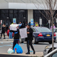 In this March 30, 2020, file photo, workers at Amazon’s fulfillment center in the Staten Island borough of New York protest work conditions in the company’s warehouse.